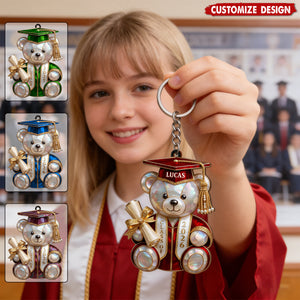 Personalized Class Of Graduation Bear Keychain - Gift For Students