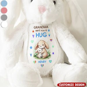 Grandma Sending You A Hug - Personalized Stuffed Bunny