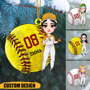 Baseball & Softball Girl - Personalized Custom Mica Ornament - Christmas Gift For Baseball, Softball Lovers