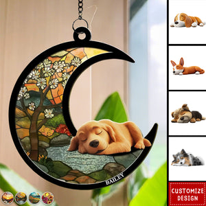Dreaming Of Treats And Belly Rubs - Personalized Suncatcher - Gift For Dog Lovers