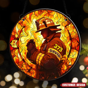 Gifts For Firefighter - Personalized Firefighter Suncatcher Ornament