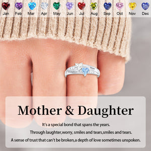 For My Family-Double Heart Gemstone Ring