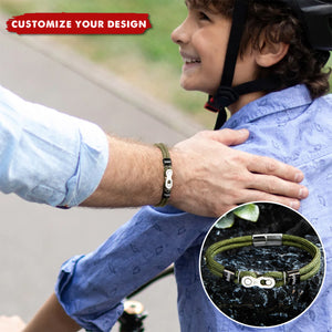 Personalized Bike Chain Bead Bracelet with Engraved Family Name Birthday Father's Day Gift for Man