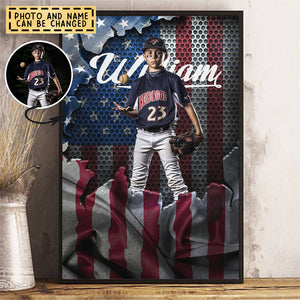 Personalized Custom photo American flag Poster- Gift For Boy