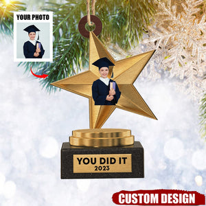 You Did It - Personalized Wooden Photo Ornament - Gift For Family