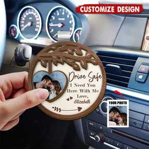 Photo Couple I Need You Here With Me - Personalized Custom Shaped Car Visor Clip