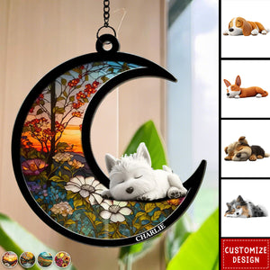 Dreaming Of Treats And Belly Rubs - Personalized Suncatcher - Gift For Dog Lovers