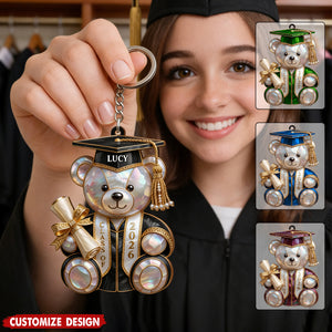 Personalized Class Of Graduation Bear Keychain - Gift For Students