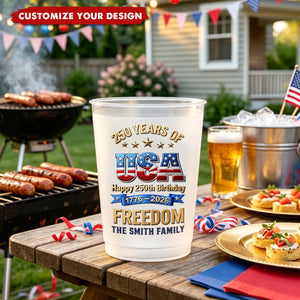Custom Party Cups - Personalized America 250th Anniversary Gifts For Mom, Dad, Brother, Sister, Kids - Born To Stand Strong
