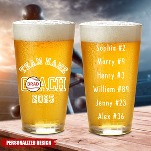 Baseball Coach-Personalized Beer Glass-Baseball Coach gift