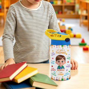 Custom Kids Insulated Water Bottle - Personalized Back To School Gifts For Kids - Ready Set Learn