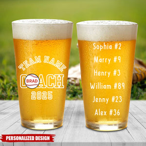 Baseball Coach-Personalized Beer Glass-Baseball Coach gift