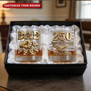 USA 250th Anniversary Round Glass - Personalized Gifts For Dad