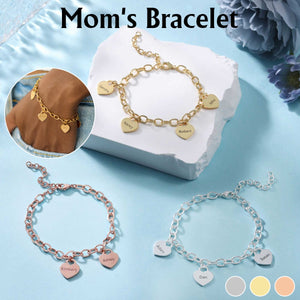 Personalized Heart Charms Bracelet-Gift for Mom Grandma