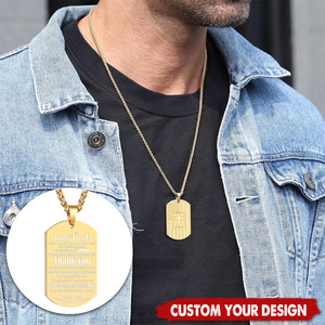 Personalized Christian American Flag Man Dog Tag Cross Necklace Father's Day Gifts