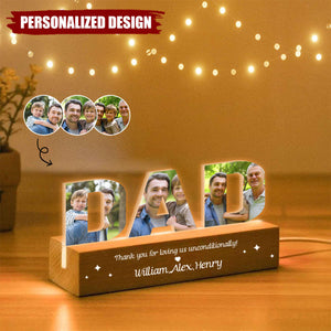 Daddy To Us You Are The World-Personalized Photo LED Night Light-Gift For Grandpa/Dad