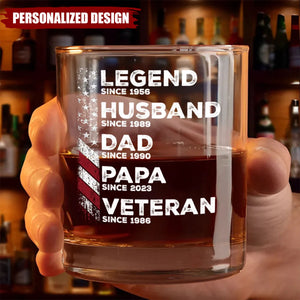 Legend Husband Daddy Since Personalized Whiskey Glass, Father's Day Gift