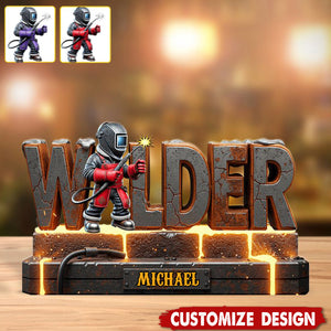 Personalized Welder Shaped Acrylic Plaque - Gift For Welder
