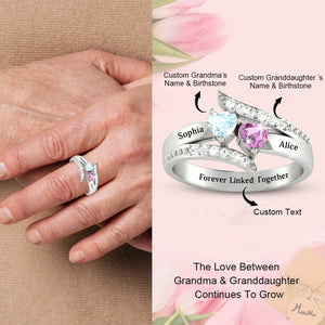 Forever Linked Together-Personalized Family Birthstones Ring-Gift For Grandma/Granddaughter