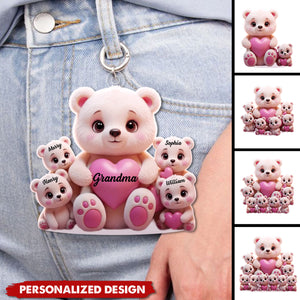 Personalized Cute Bear Keychain-Gift For Mom, Grandma