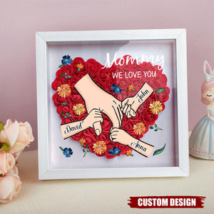 Grandma We Love You - Personalized Flower Shadow Box With Name, Mother's Day Gift