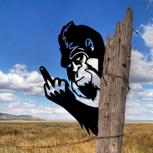 Peek-a-Boo Flipping Off Bigfoot Metal Sign – Flipping the Bird Edition - Bigfoot Says Your #1