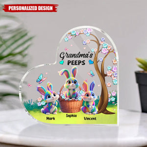 Grandma's Marshmallow Rabbit-Personalized Heart Acrylic Plaque