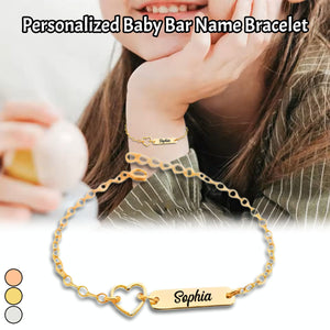 Personalized Baby Bar Name Bracelet With Heart Charm