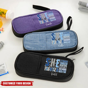 Personalised She Is A Fighter Bible Verses Insulated Insulin Pen Cooler Travel Case with Name Motivational Gift for Women Diabetics