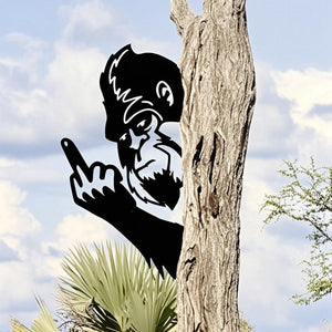 Peek-a-Boo Flipping Off Bigfoot Metal Sign – Flipping the Bird Edition - Bigfoot Says Your #1