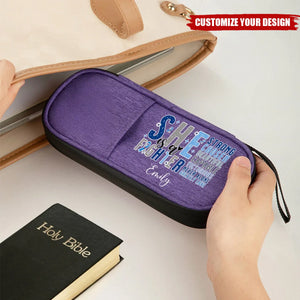 Personalised She Is A Fighter Bible Verses Insulated Insulin Pen Cooler Travel Case with Name Motivational Gift for Women Diabetics