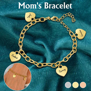 Personalized Heart Charms Bracelet-Gift for Mom Grandma