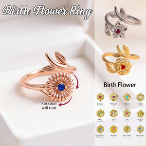 Personalized Birth Flower Fidget Spinner Ring - Mother's Day Gifts