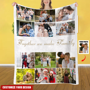 Personalized 12 Photos Collage Super Soft Blanket with Text Mother's Day Gift for Family Friend