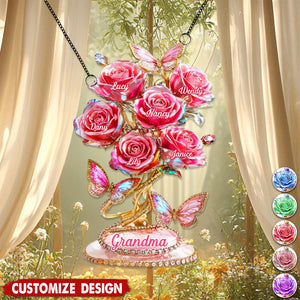 Each Rose Holds A Piece Of Your Heart - Personalized Suncatcher - Mother's Day