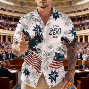 Men's American 250th Anniversary Art Print Hawaiian Shirt
