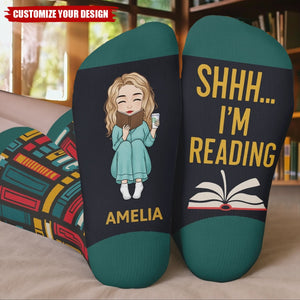 Custom Crew Socks - Personalized Bookish Gifts For Book Lovers, Bookworms, Readers - Keeping Up With My Reading Game