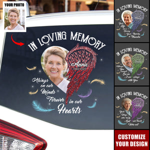 In Loving Memory Half Of My Heart Is In Heaven With My Angel - Personalized Decal, Memorial Gift