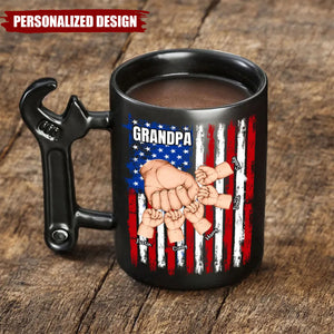 Fist Bump With Grandpa-Personalized Wrench Handle Mug
