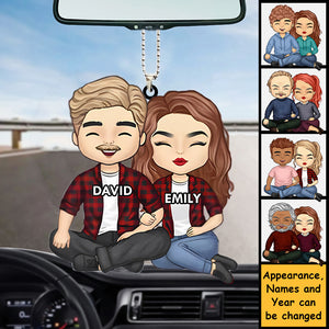 Personalized couple Car Hanging Ornament-Gift For Couple, Husband Wife, Anniversary, Engagement, Wedding, Marriage Gift