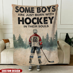 Hockey In Their Souls-Personalized Hockey Blanket-Gift For Hockey Lovers