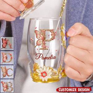 Monogram Cup Tea Cup - Personalized Enamel Flower Tea Cup