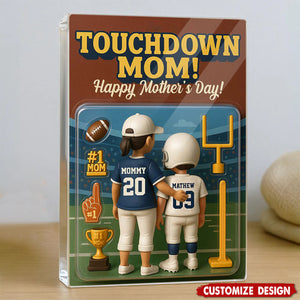 Touchdown Mom! - Personalized American Football Shaped Acrylic Plaque