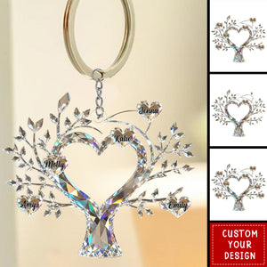 Personalized Tree of Life Family Member Crystal Keychain