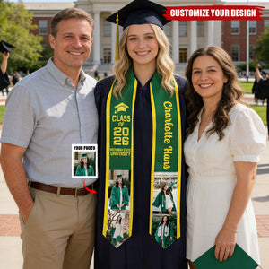 Custom Photo Graduation Stoles Personalized Class of 2026 Sash