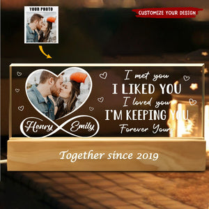 Custom Photo Love Conquers All - Couple Personalized Custom Acrylic Letters 3D LED Night Light - Gift For Husband Wife, Anniversary