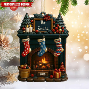 Holiday Gatherings-Personalized Family Name Wood Ornament