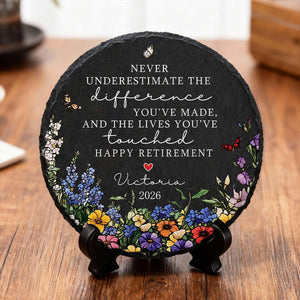 Personalized Floral Retirement Garden Stone With Stand, Colleague Retirement Keepsake, Retirement Gift For Family