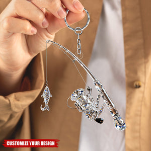Personalized Fishing Rod Keychain Gift For Fishing Lover