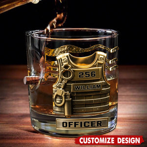 Serve And Protect - Personalized Police Officer Bullet Whiskey Glass